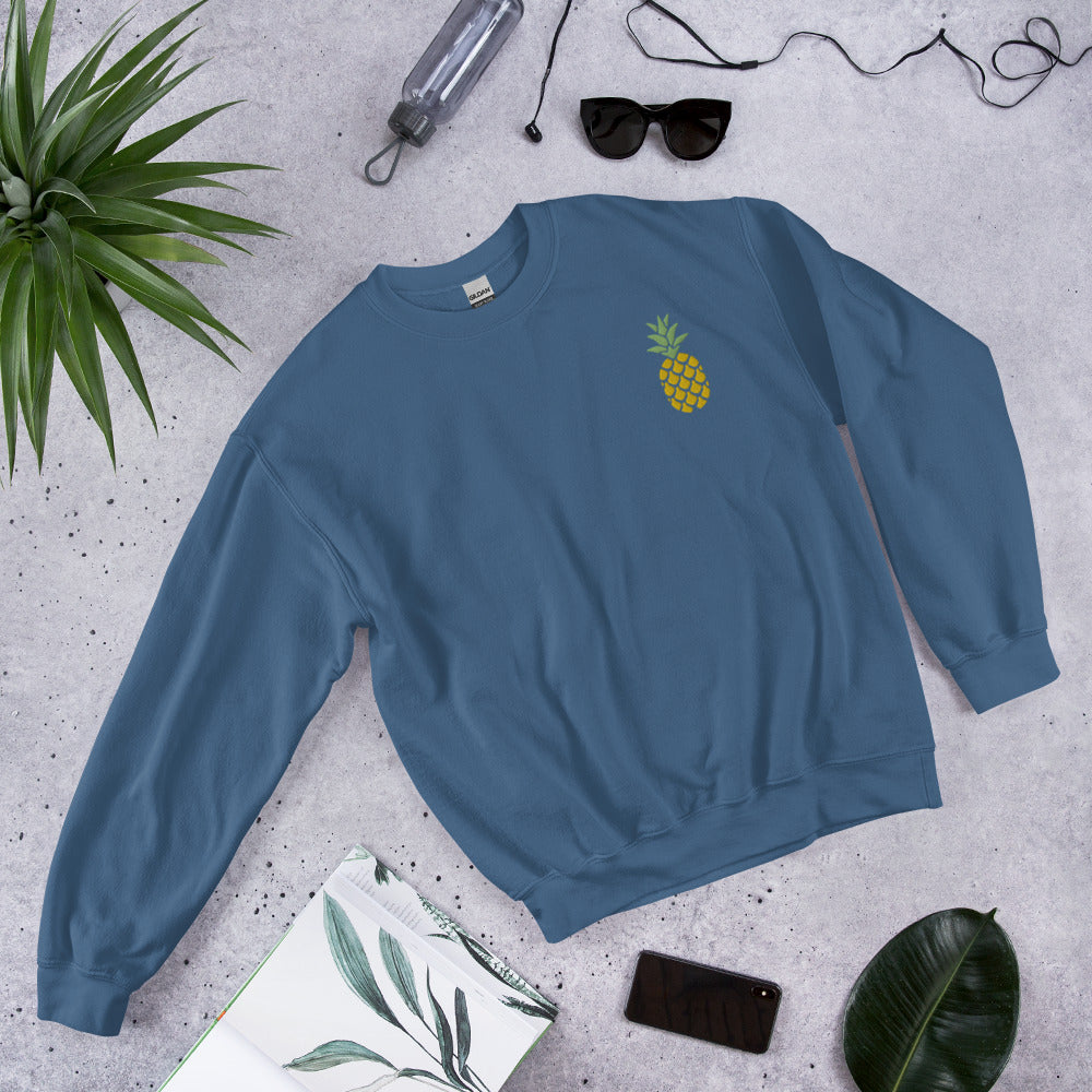 Pineapple Unisex Embroidered Sweatshirt, Plant Womens Minimalist Sweater, Mothers Day Gift, Pineapple Birthday Gift