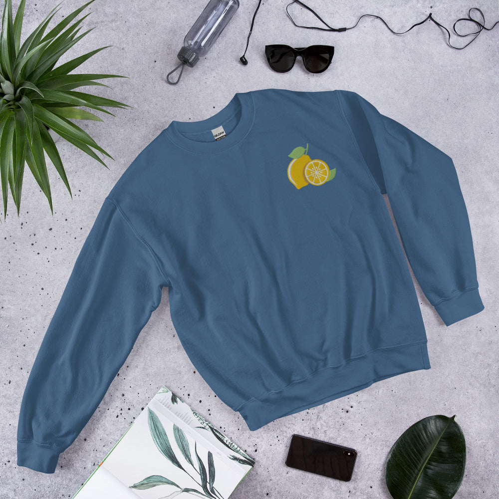 When Life give you Lemons, Embroidered Lemon Sweatshirt, Lemon Crewneck Sweatshirt, Lemon Sweater, Summer Season