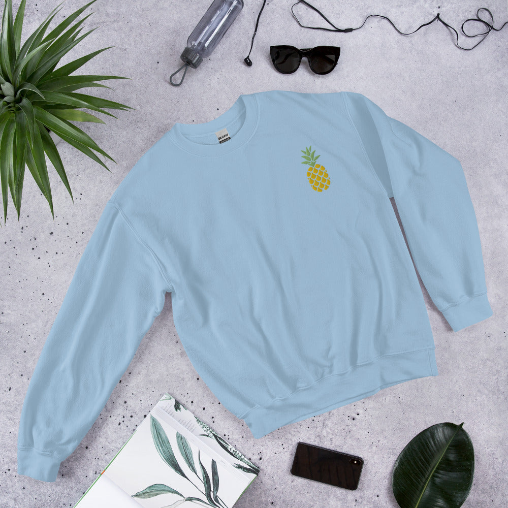 Pineapple Unisex Embroidered Sweatshirt, Plant Womens Minimalist Sweater, Mothers Day Gift, Pineapple Birthday Gift