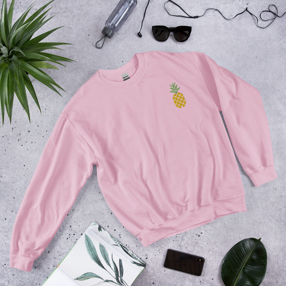 Pineapple Unisex Embroidered Sweatshirt, Plant Womens Minimalist Sweater, Mothers Day Gift, Pineapple Birthday Gift