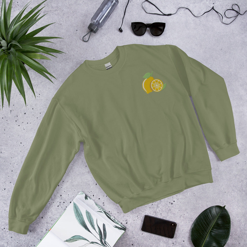 When Life give you Lemons, Embroidered Lemon Sweatshirt, Lemon Crewneck Sweatshirt, Lemon Sweater, Summer Season