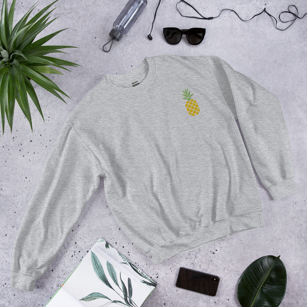 Pineapple Unisex Embroidered Sweatshirt, Plant Womens Minimalist Sweater, Mothers Day Gift, Pineapple Birthday Gift