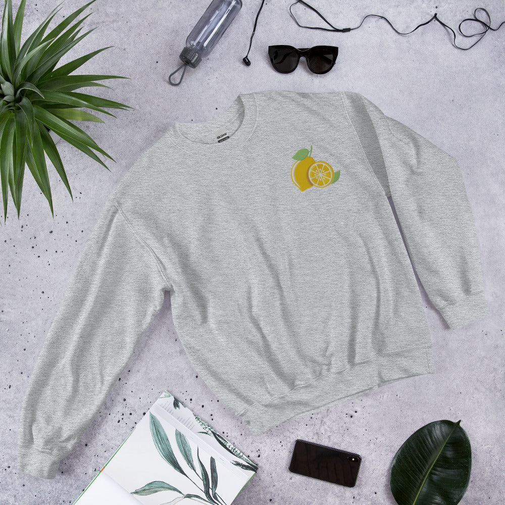 When Life give you Lemons, Embroidered Lemon Sweatshirt, Lemon Crewneck Sweatshirt, Lemon Sweater, Summer Season