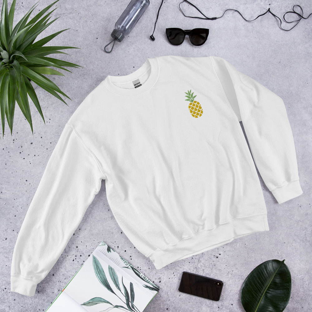 Pineapple Unisex Embroidered Sweatshirt, Plant Womens Minimalist Sweater, Mothers Day Gift, Pineapple Birthday Gift