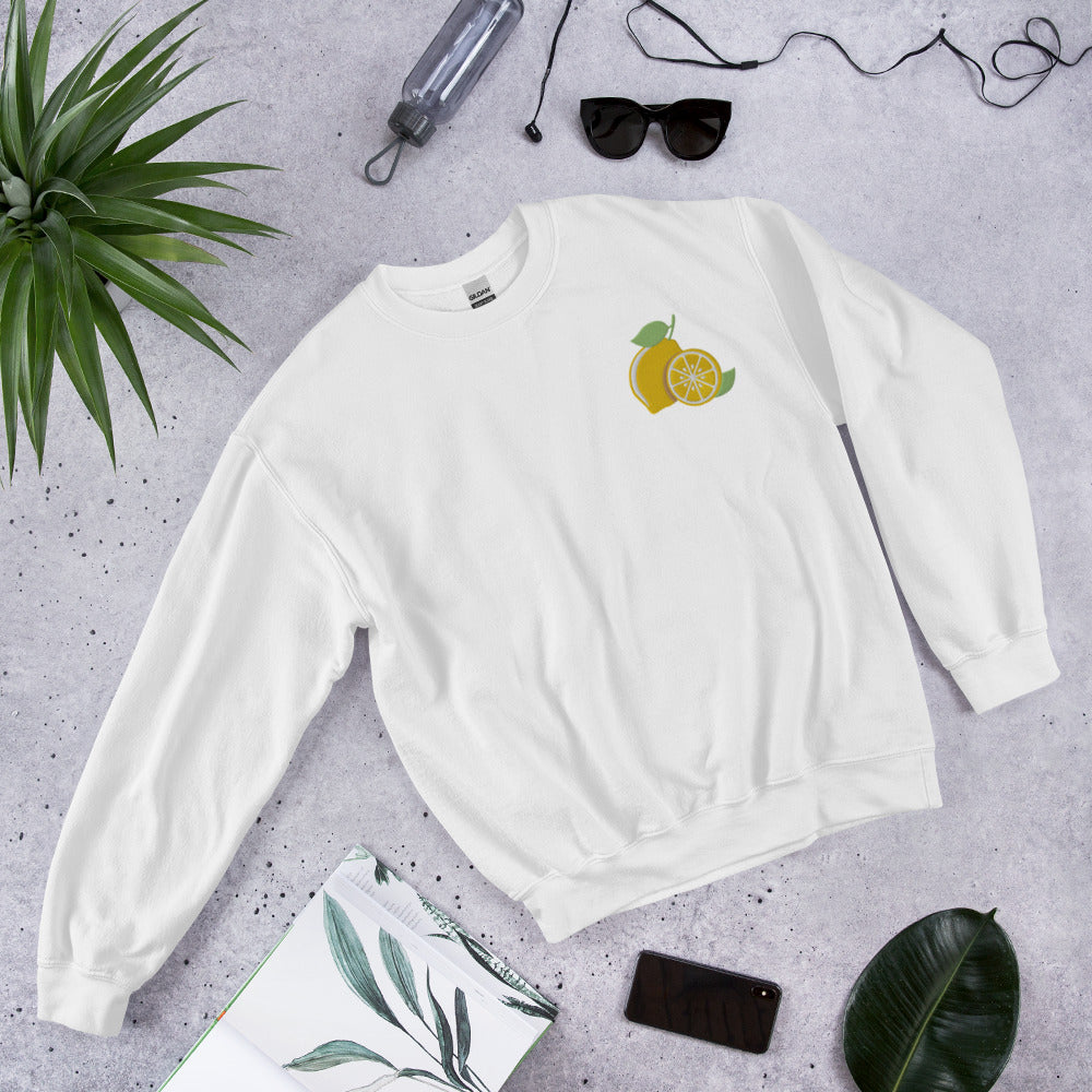 When Life give you Lemons, Embroidered Lemon Sweatshirt, Lemon Crewneck Sweatshirt, Lemon Sweater, Summer Season